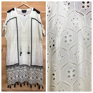 Hemant & Nandita floral lace eyelet dress v neck boho